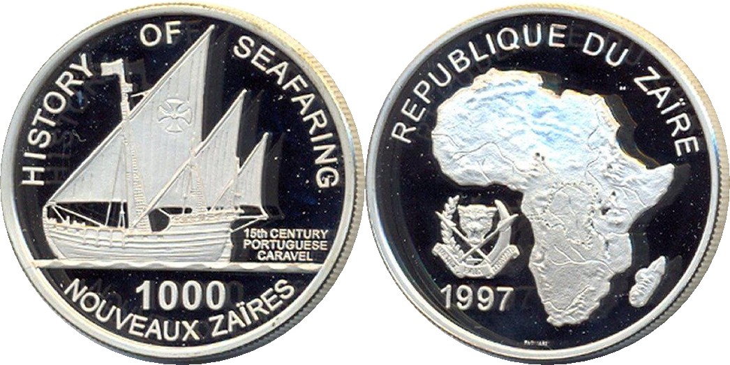 Zaire: 1997 1000 Nouveaux Zaires, Silver