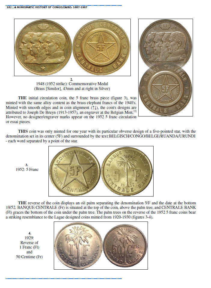 NUMISMATIC HISTORY OF THE CONGO-ZAIRE: 1887-1997, Chapters 9-12, page samples