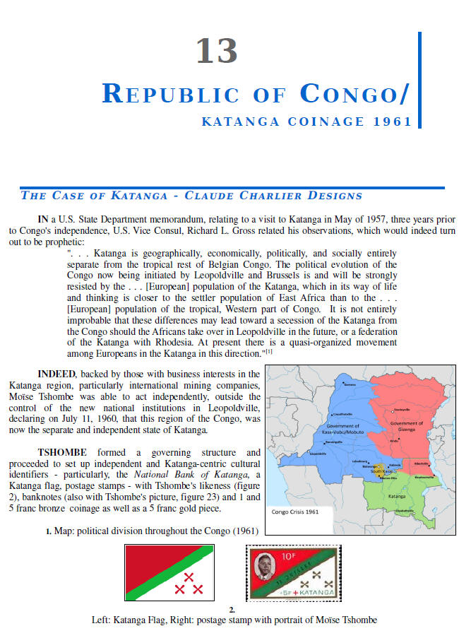 NUMISMATIC HISTORY OF THE CONGO-ZAIRE: 1887-1997, Chapters 13-16, page samples