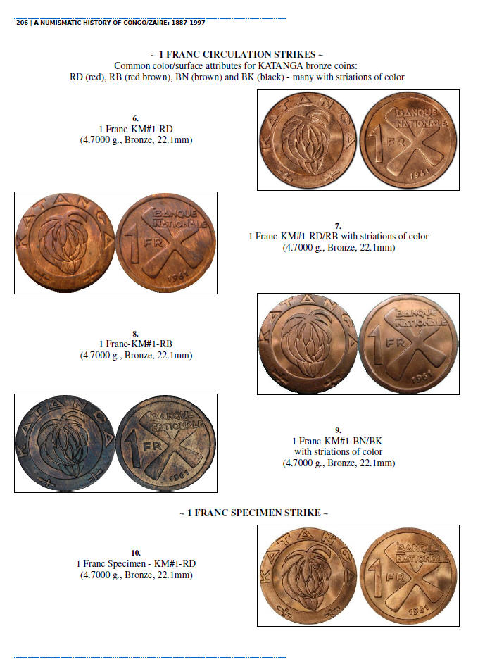 NUMISMATIC HISTORY OF THE CONGO-ZAIRE: 1887-1997, Chapters 13-16, page samples