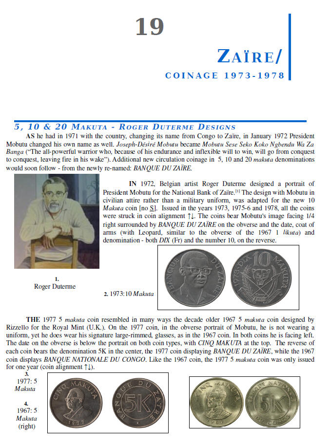 NUMISMATIC HISTORY OF THE CONGO-ZAIRE: 1887-1997, Chapters 17-20, page samples