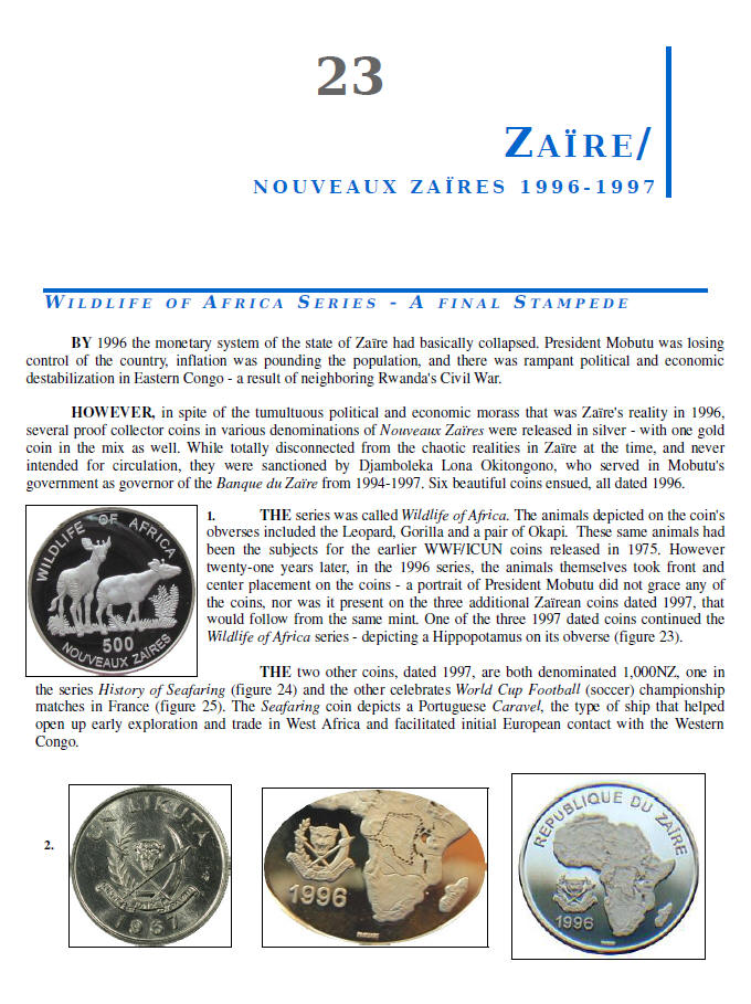 NUMISMATIC HISTORY OF THE CONGO-ZAIRE: 1887-1997, Chapters 21-24, page samples