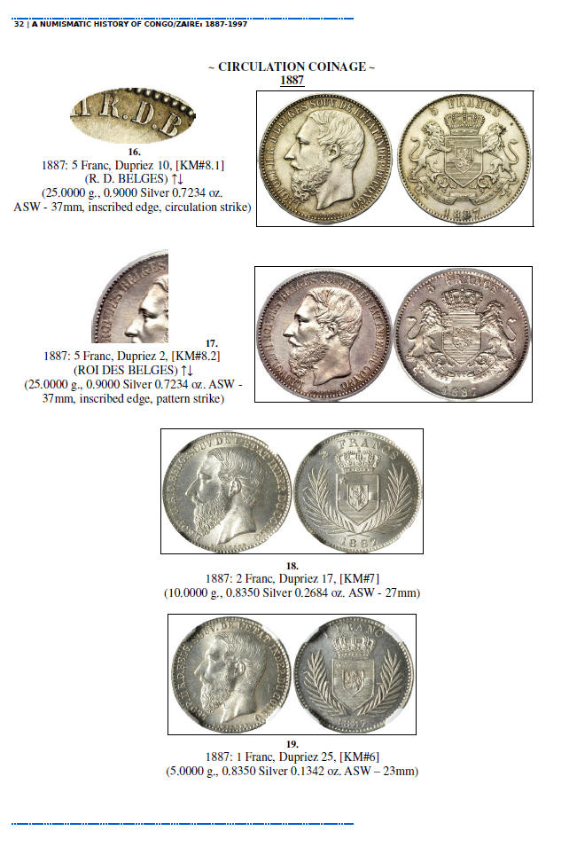 NUMISMATIC HISTORY OF THE CONGO-ZAIRE: 1887-1997, Chapters 1-4, page samples